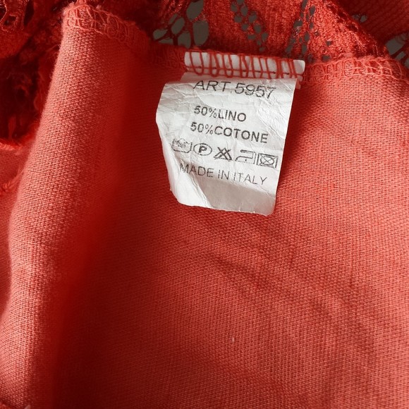 Dance in Paris Linen Embroidery Corral Kimono One size Pockets Italy Long - Picture 9 of 10